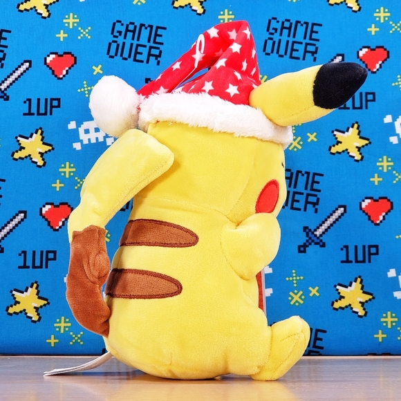 Jazwares Pokemon Pikachu with Santa Hat 7" 2021 UltraSoft Holiday Genuine Plush - Picture 3 of 11